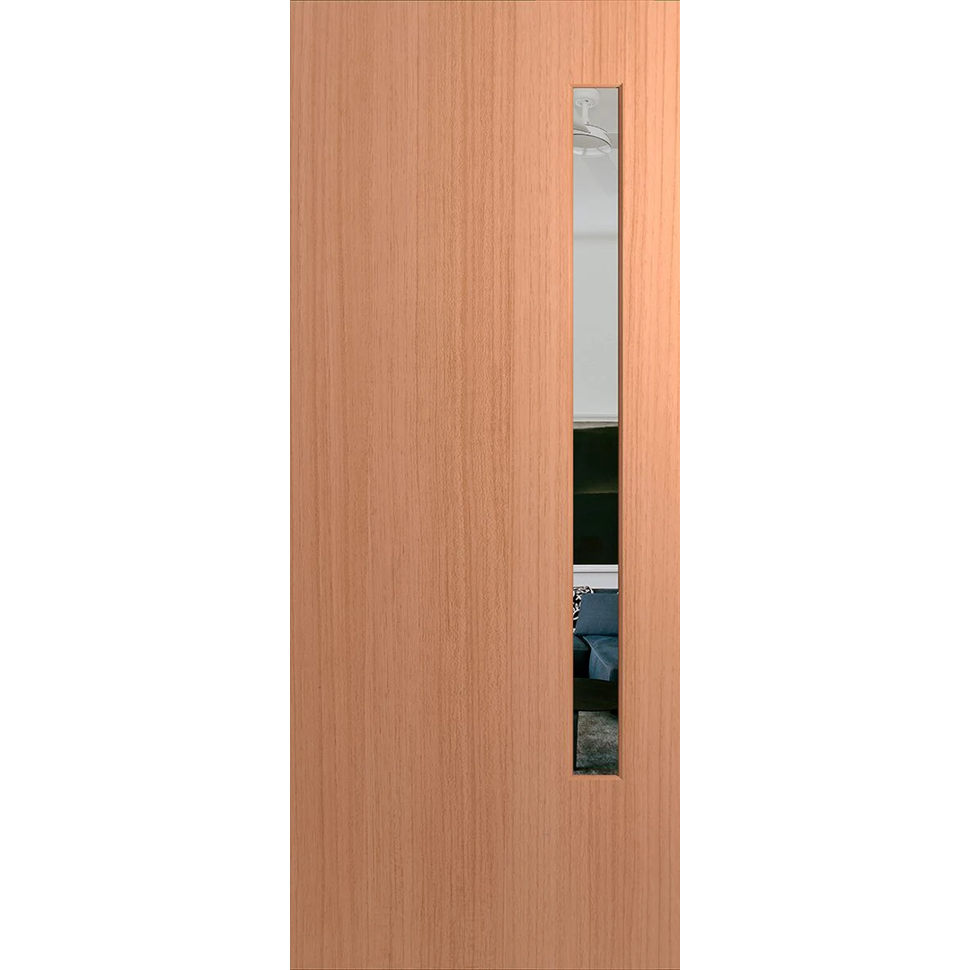Wooden door with a glass panel on a white background. BFR3SPMClear