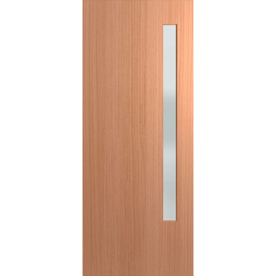 Wooden door with a glass panel on a white background. BFR3SPMFrost