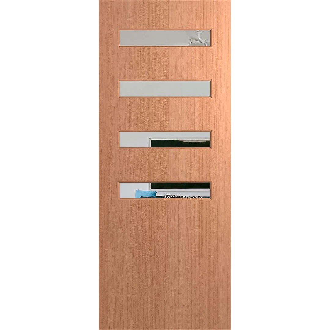 Wooden door with metallic mail slots on a white background. BFR4013SPMClear.