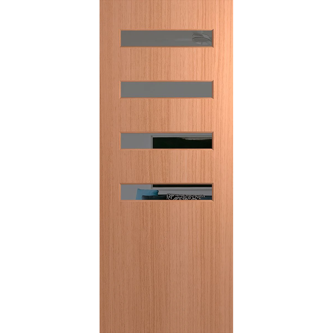 Wooden door with glass panels on a white background. BFR4013SPMGrey.