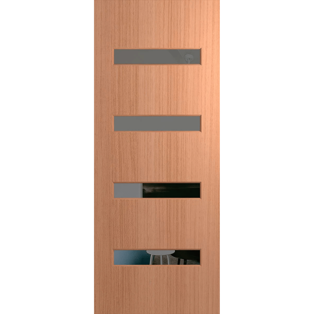 Wooden door with gray slats. BFR405SPMGrey.