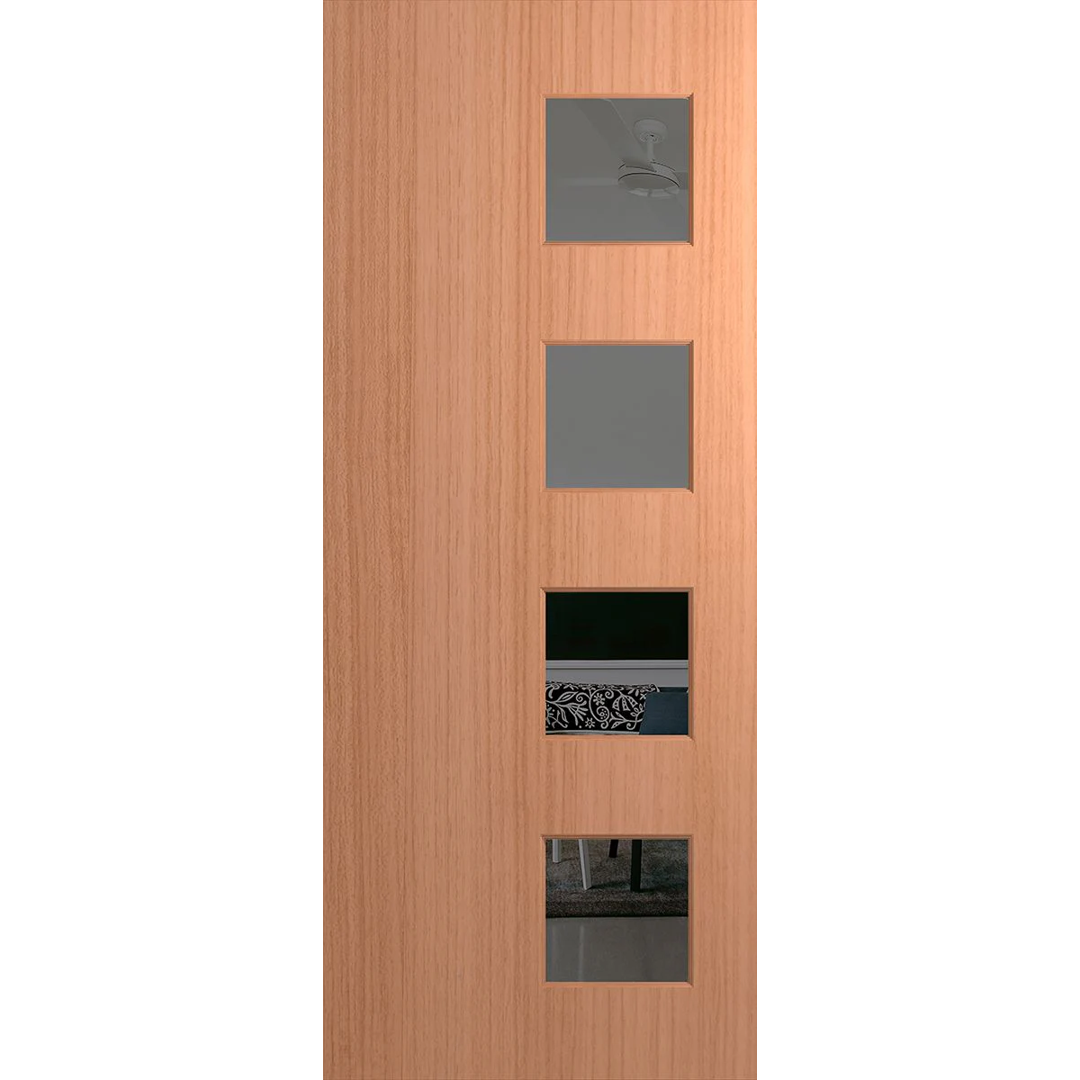 Wooden door with glass panels on a white background. BFR407SPMGrey.