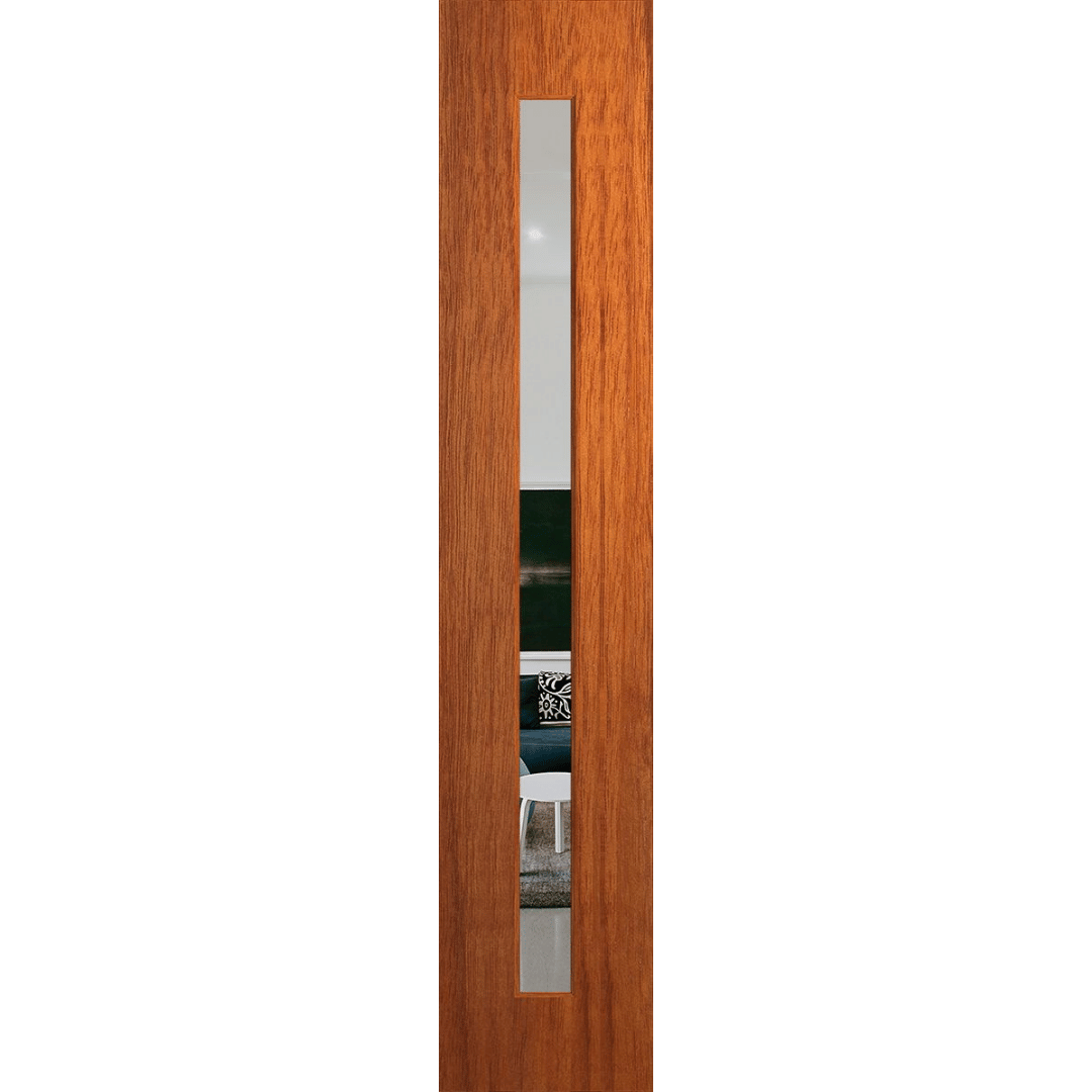 Wooden door with glass panels on a transparent background. BFR409MerbauClear.