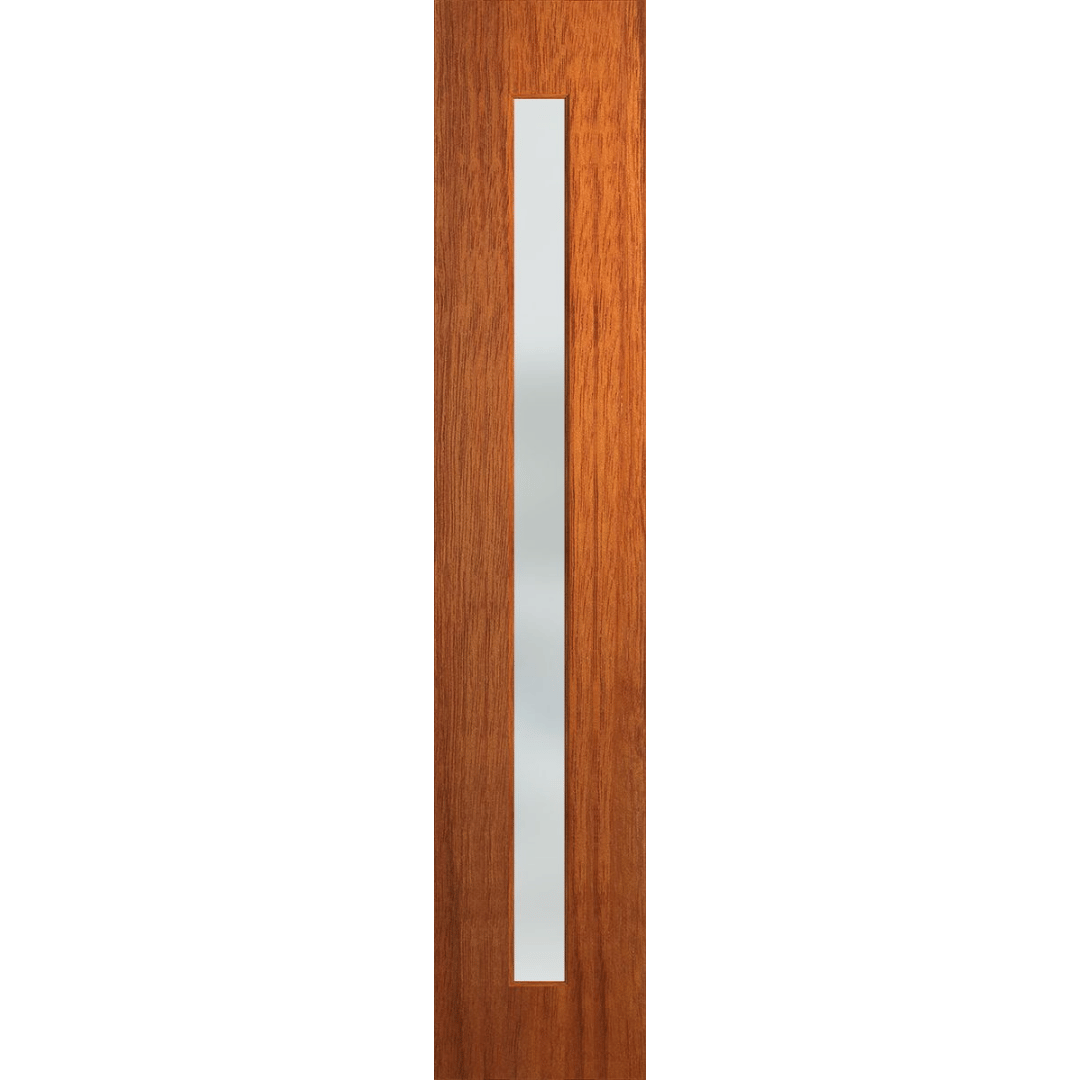 Wooden door with a glass panel on a transparent background. BFR409MerbauFrost.