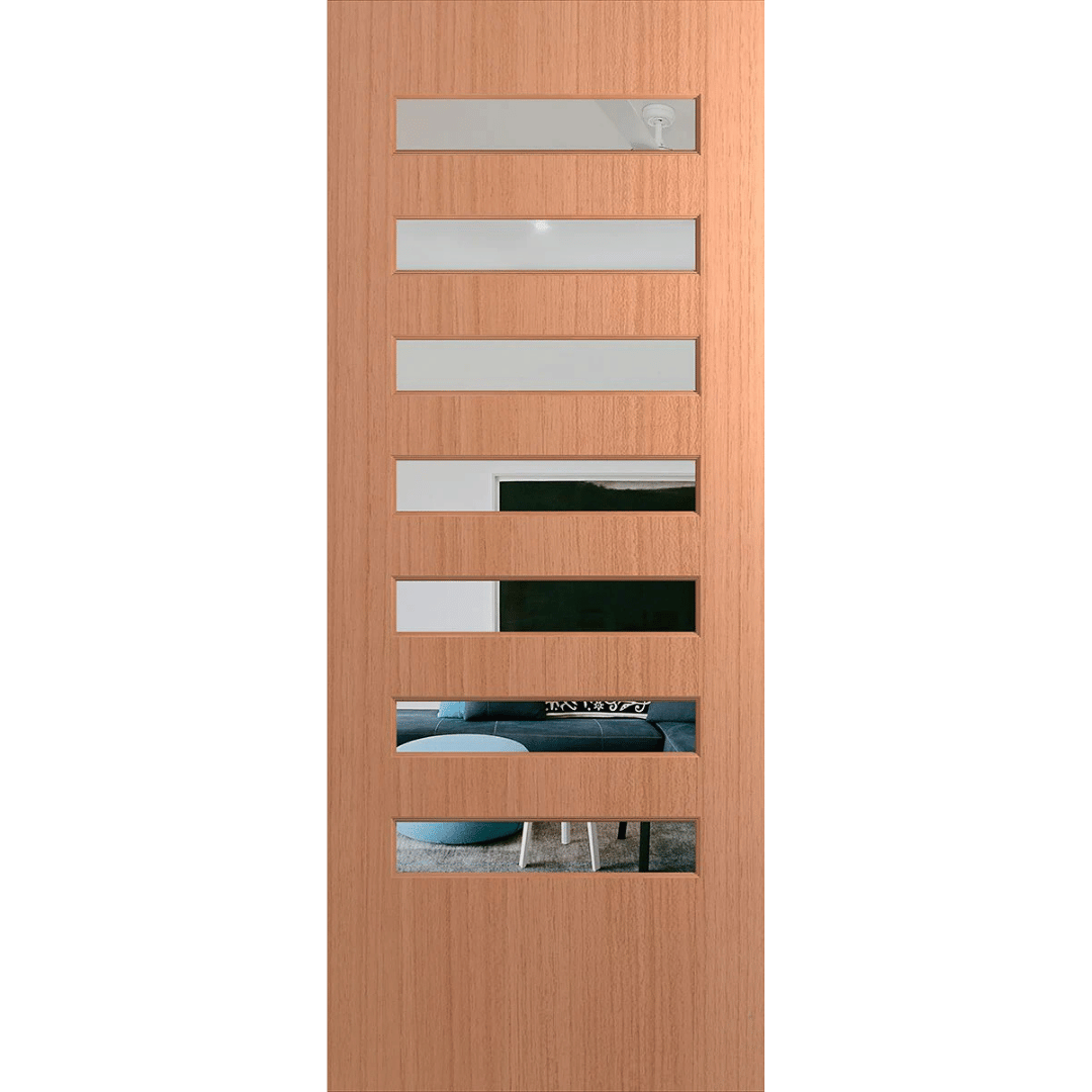 Wooden door with glass panels on a green background. BFR8SPMClear.