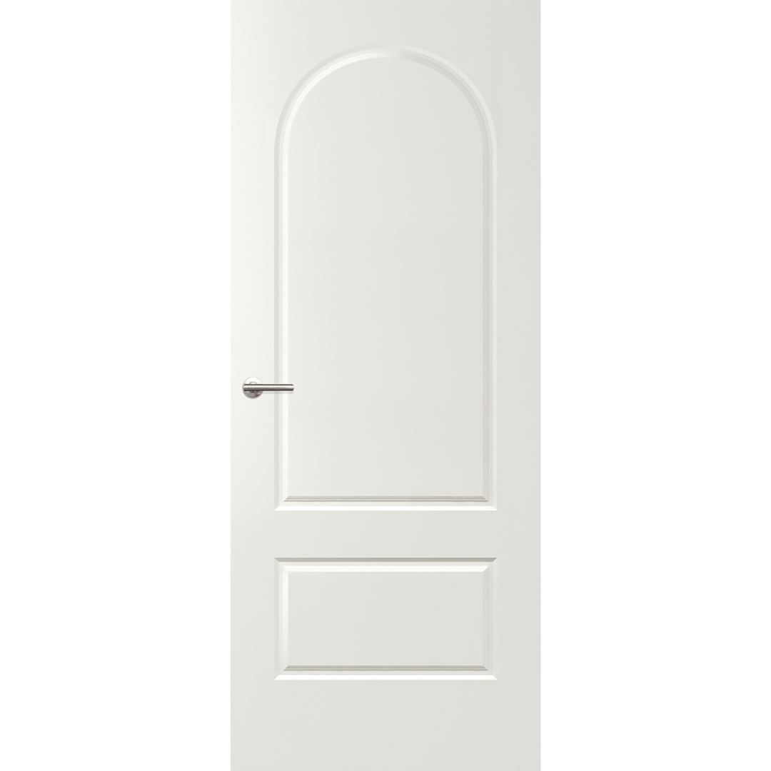 White door with a silver handle on a green background. Balmoral-PBAL12.
