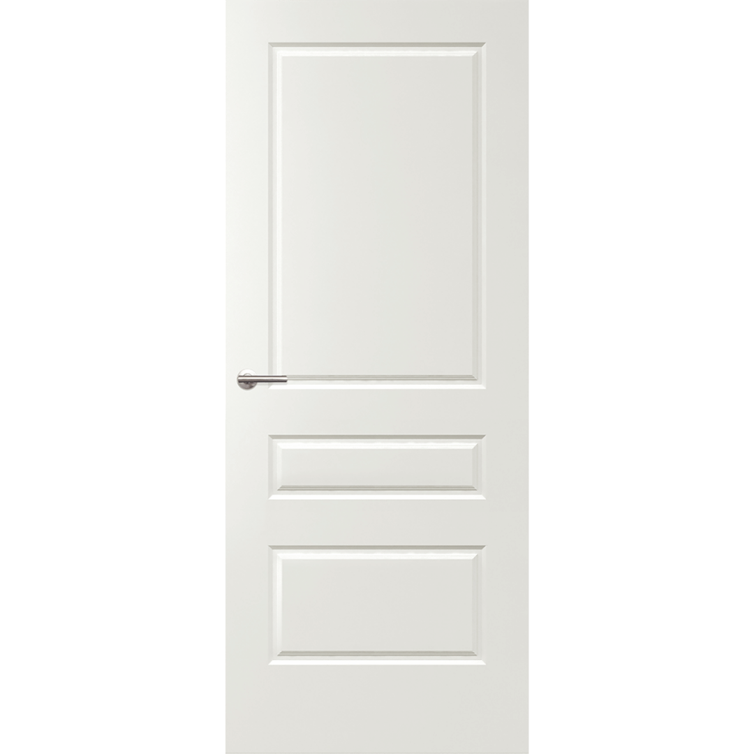 White door with a silver handle on a green background. Balmoral-PBAL3.