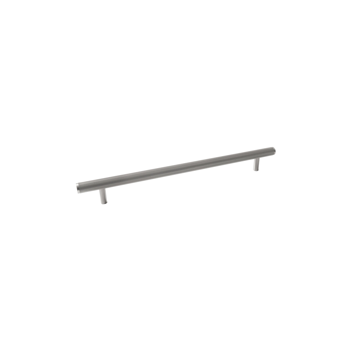 Metallic handle on a white background. BellevueLinedSolidBrassDoorPullHandleInDullBrushedNickel