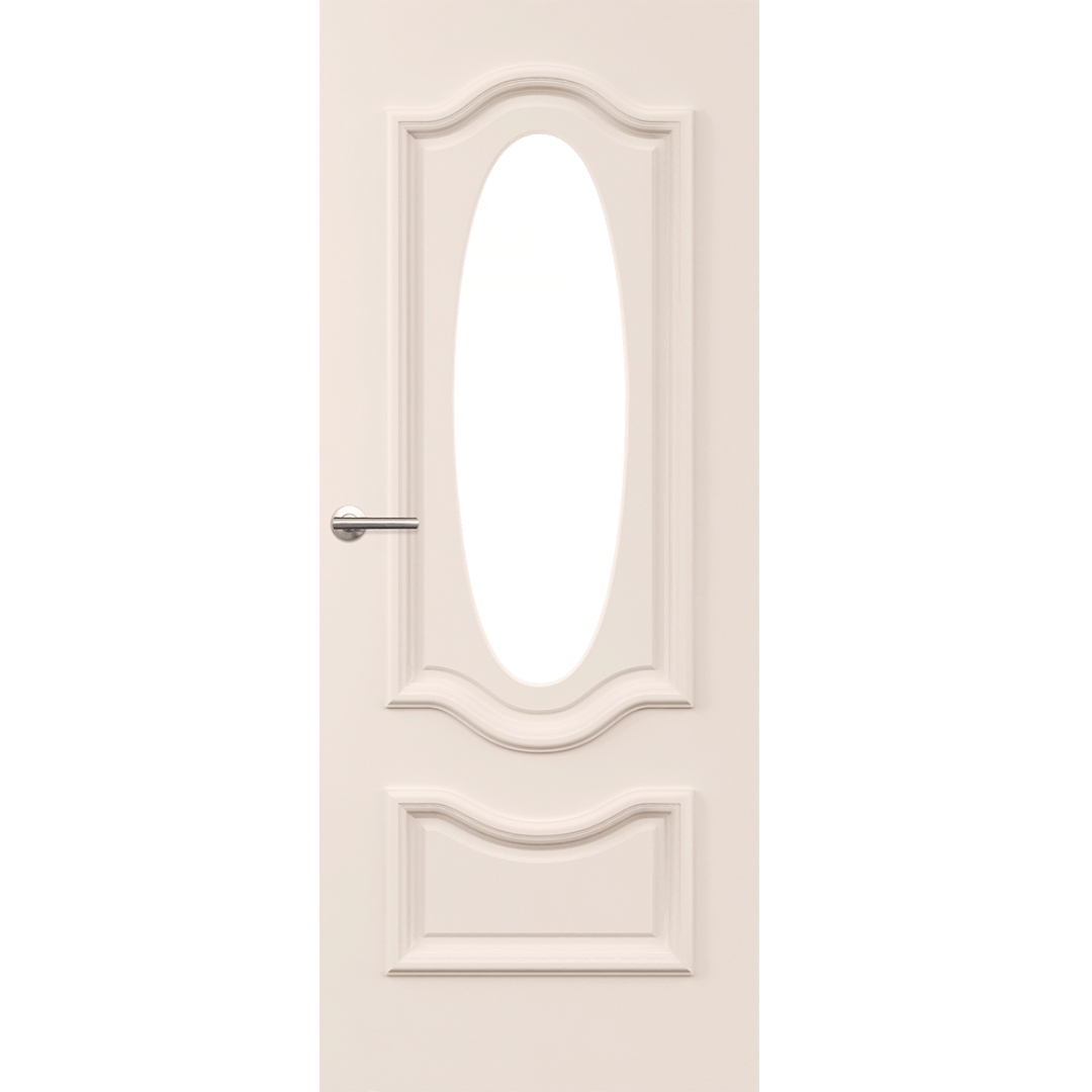 White door with an oval window on a green background. ClassicPCL1AG