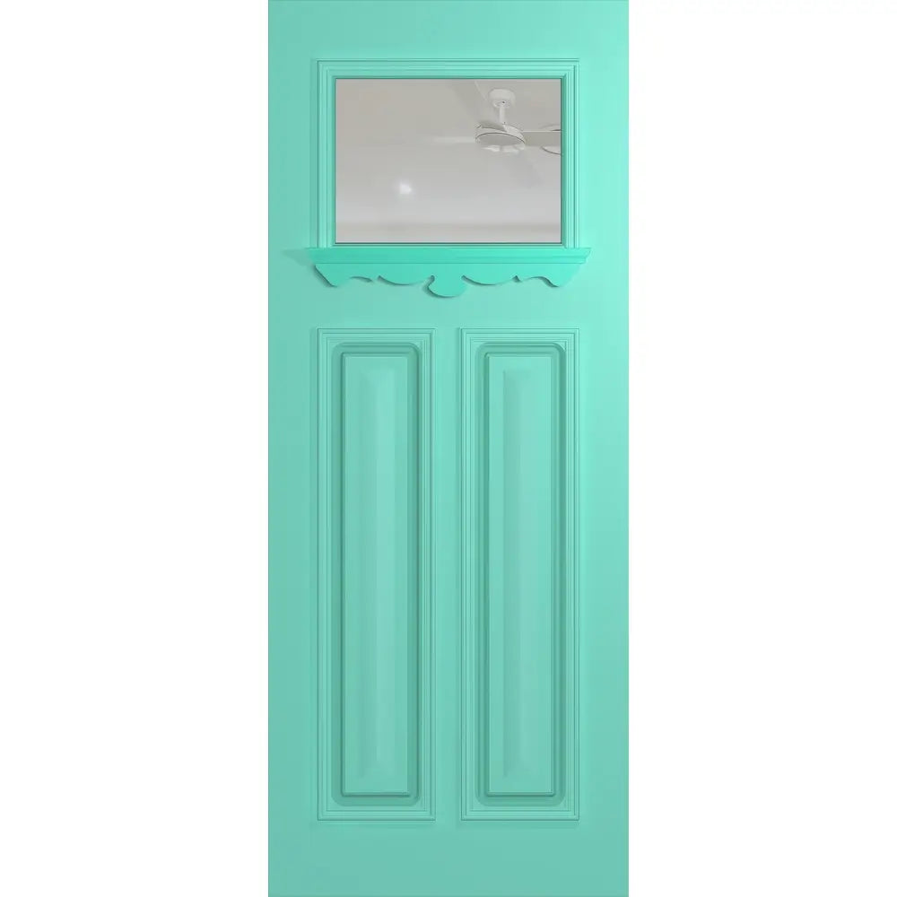 Internal view of the Hume Carringbush XCB1 solid timber entrance door in Sliced Pacific Maple with clear glass