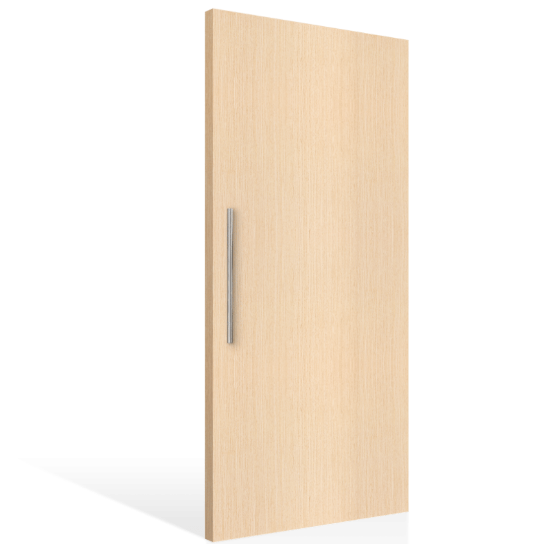 Wooden door with a handle on a transparent background. FlushWhiteOakEntrance.