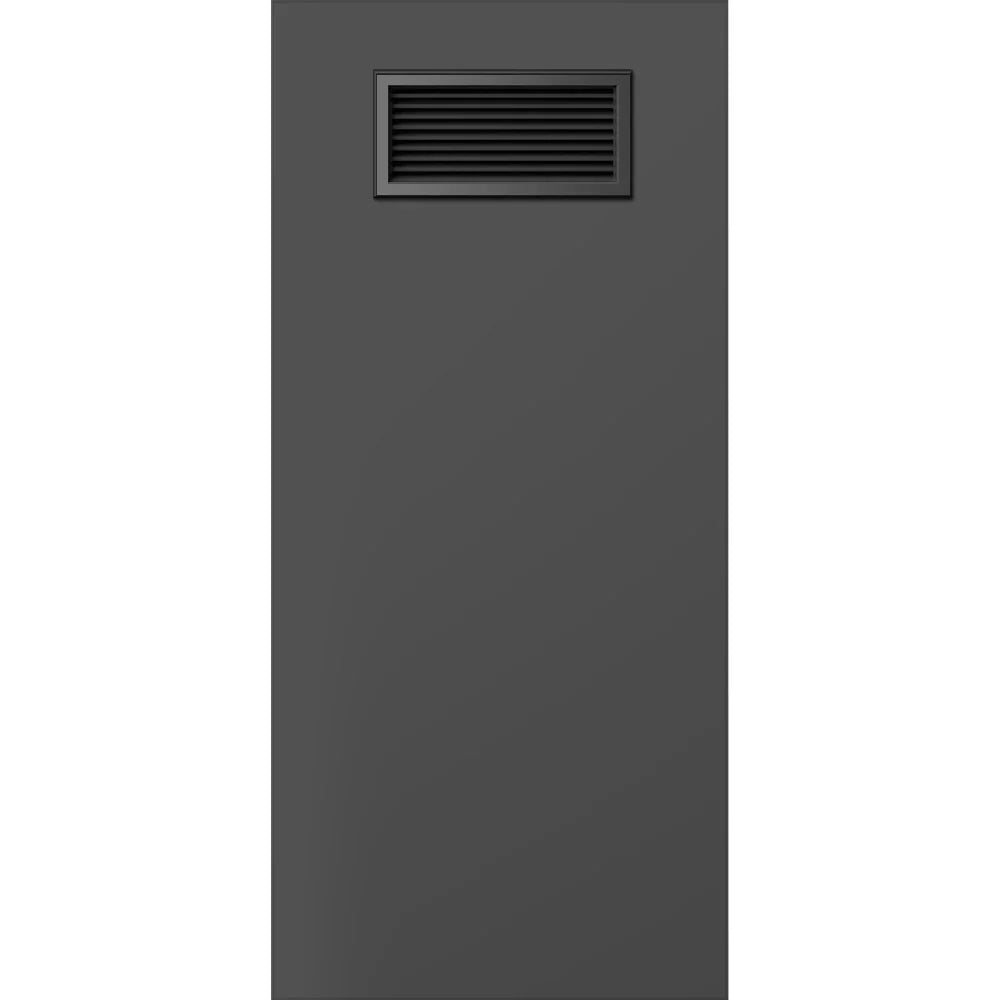Garrison FL2 louvred aluminium entrance door in Matt Monument finish