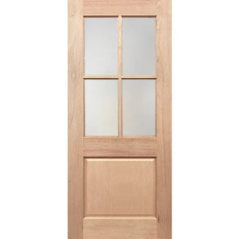 Half French 4L1P entrance door with translucent glazing shown in solid maple timber