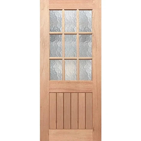 Half French 9L-VGroove Entrance Door with Cathedral glazing made of solid timber