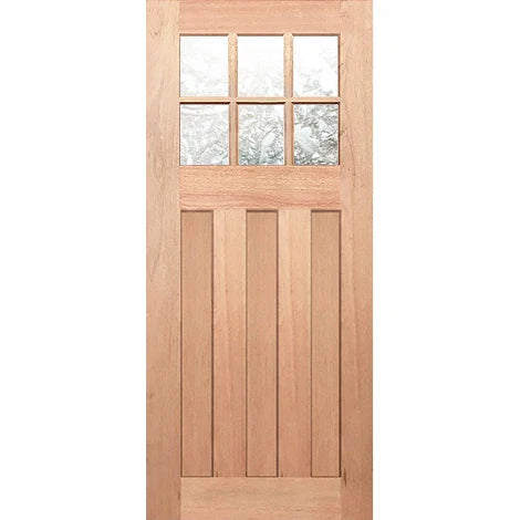 Hampton-6L solid maple timber entrance door with toughened gluechip glass panels