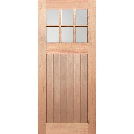 Hampton 6L V-Groove solid timber entrance door with six translucent glass lights