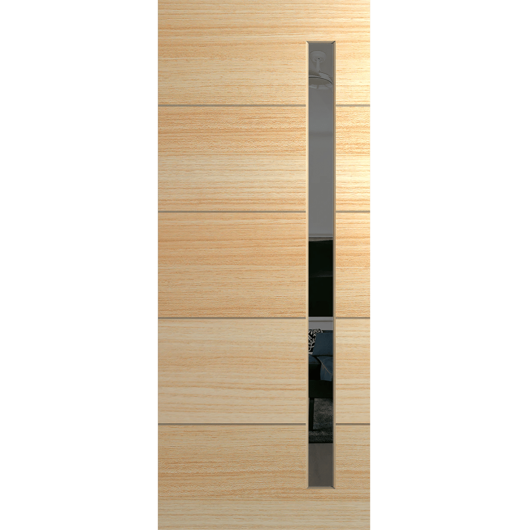 Hume Linear XLR160 entrance door in grey tint Tasmanian Oak veneer