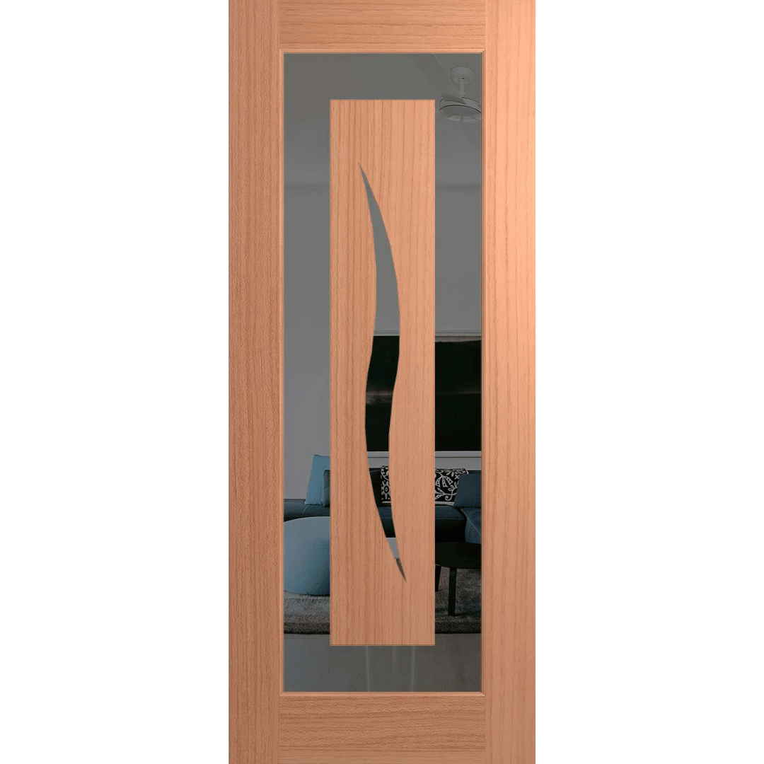 Wooden door with glass panel on a green background Hume_XIL6_SlicedPacificMaple_GreyTint