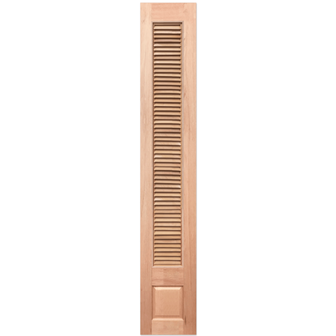 Wooden shutter with slats on a transparent background.