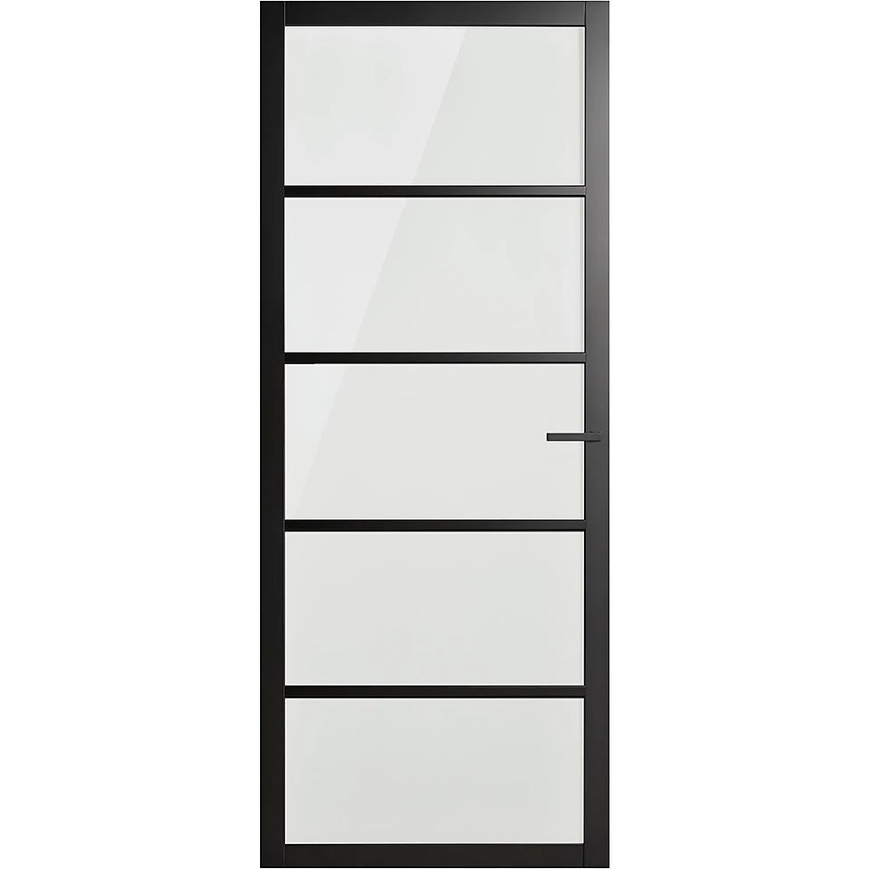 Manhattan BHAT 12G internal door with translucent glass and black Attica passage lever set