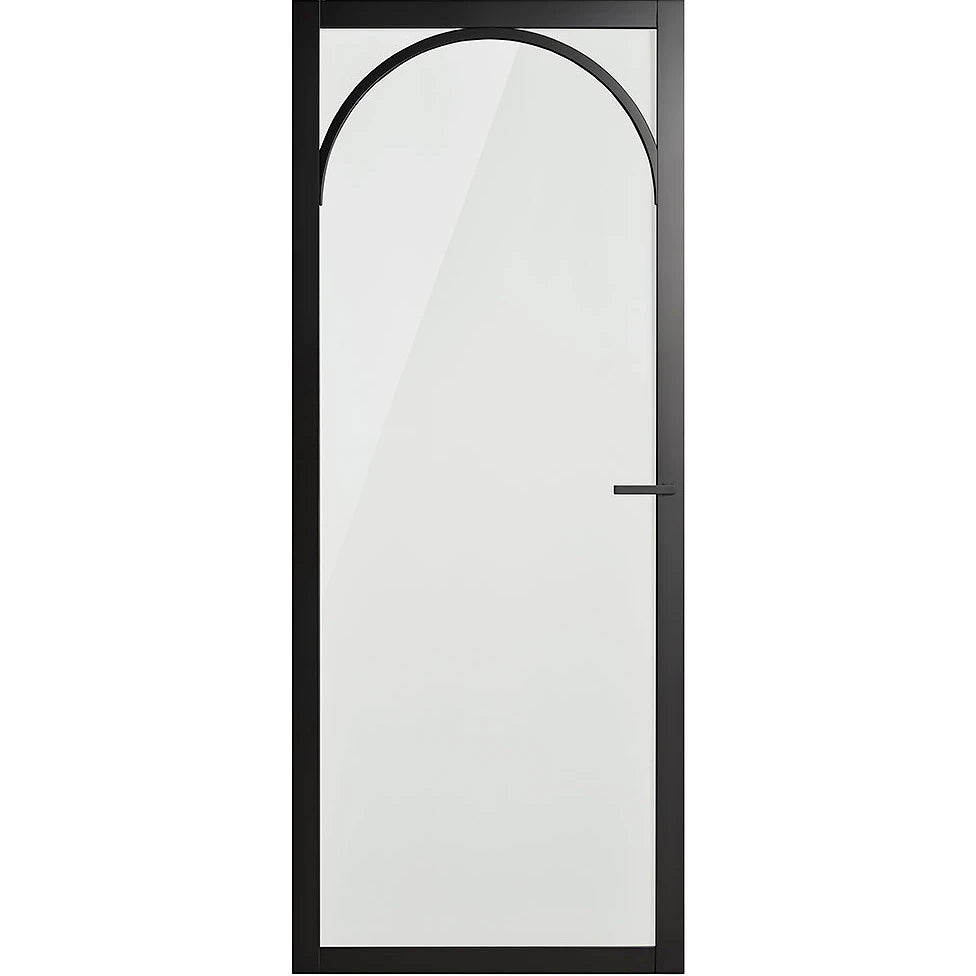 Manhattan BHAT 14G internal door with translucent glass and black Attica lever hardware