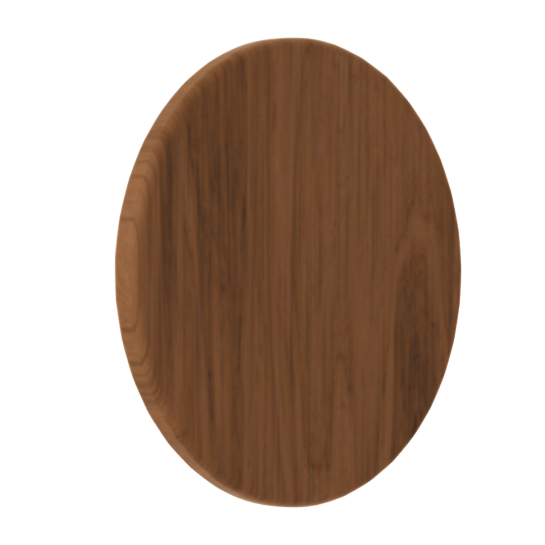 Wooden round door handle on a transparent background. RoundEmberwoodSingle