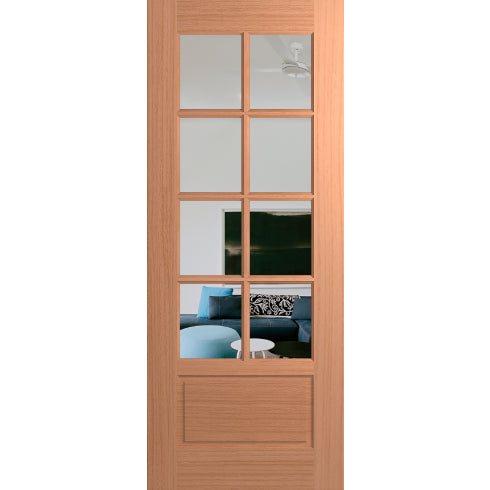 Haven HAV88 Sliced Pacific Maple solid timber entrance door with French-style glass panels