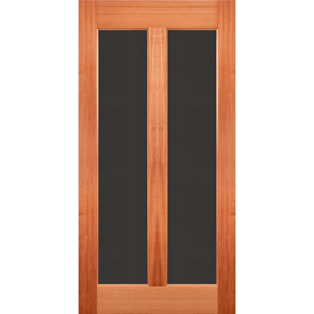 Wooden door with glass panels on a green background. Santorini EN806AO