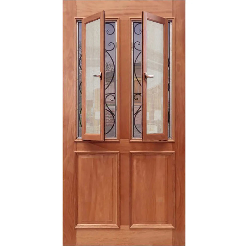 Wood door with glass and ironwork. St. Tropez EN904AO