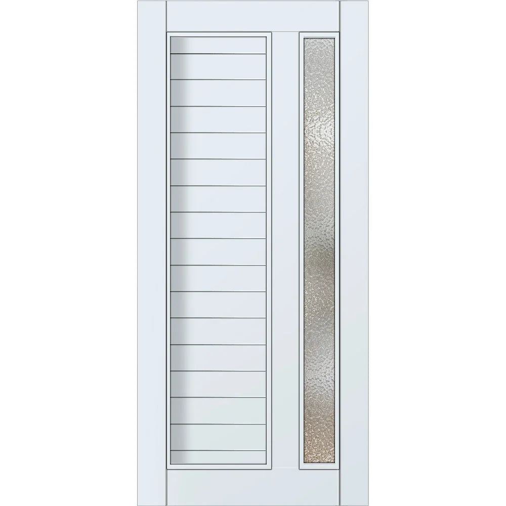 Parkwood Strata DG 11TH Matt Arctic White aluminium entrance door with cathedral glass