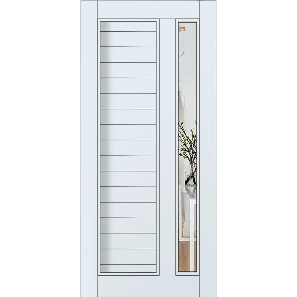 Parkwood Strata DG 11TH Matt Arctic White aluminium entrance door with clear glass