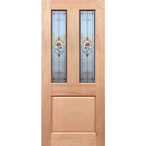 Traditional 1P Entrance Door in Rose Jewel Spotswood Frost solid timber