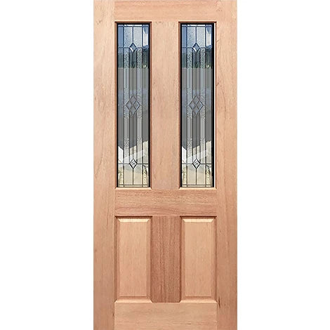 Traditional Entrance 6 Diamond-LL Triple Glazed solid maple timber door with six diamond glazed panels