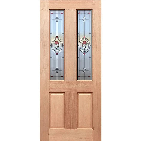 Traditional Entrance Door in Rose Jewel Spotswood Frost glazing by Crown Doors