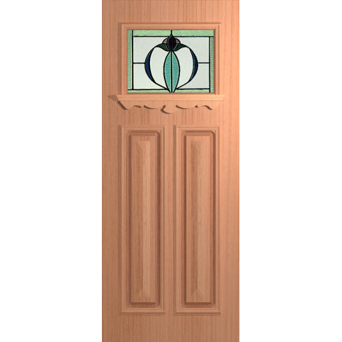 Hume Carringbush XCB1 solid timber entrance door in Sliced Pacific Maple with triple glazed argyle glass