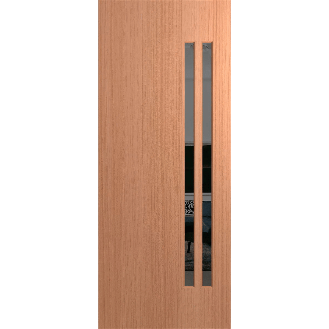 Verve VER11 Sliced Pacific Maple entrance door with grey glass panels