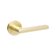 Zanda Epic door handle in satin brass finish on a round rose