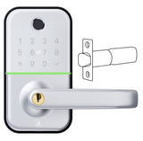 Austyle 89413 digital door lock with keypad, card reader and lever handle in silver and white