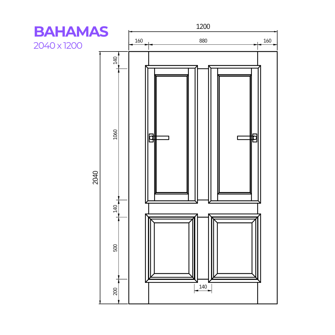 Drawing of the Bahamas Door from Bay Solutions in the size 2040 x 1200