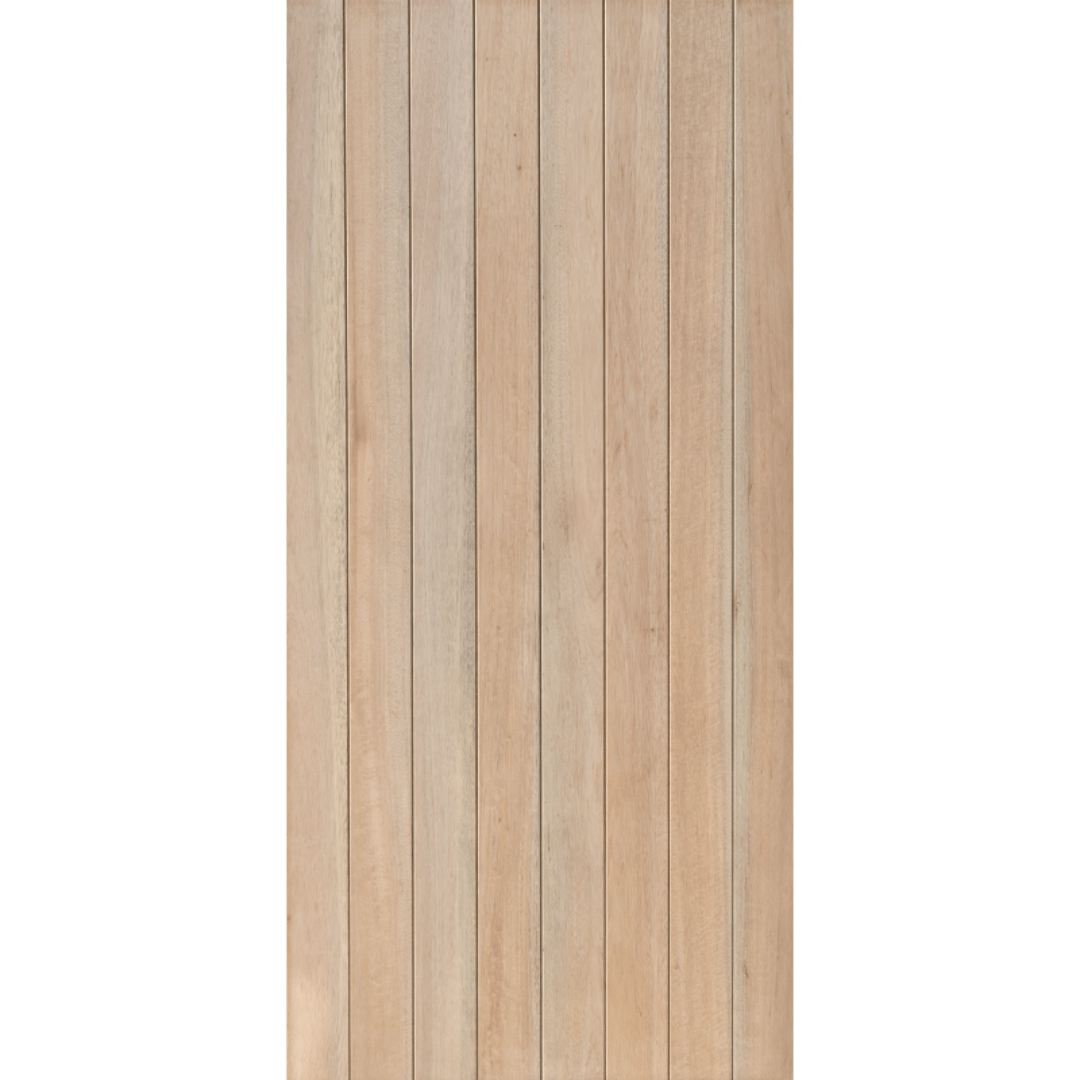 Wooden panel with vertical slats on a green background. BAL-LYON-3