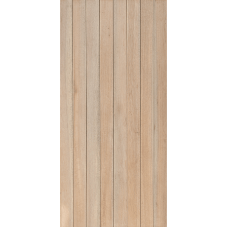 Wooden panel with vertical slats on a green background. BAL-LYON-3