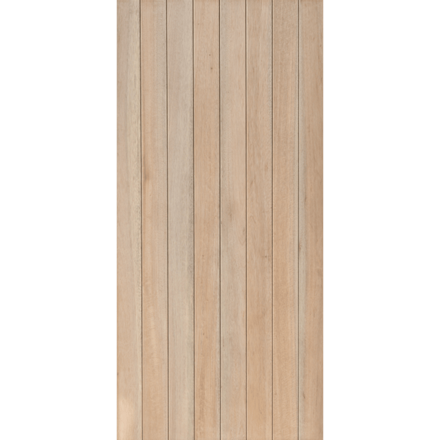 Wooden panel with vertical slats on a green background. BAL-LYON-3