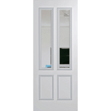 White door with glass panels on a green background. BFR12DuraXPClear.