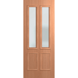 Wooden door with two glass panels on a green background. BFR12SPMFrost.