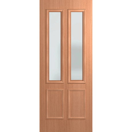 Wooden door with two glass panels on a green background. BFR12SPMFrost.
