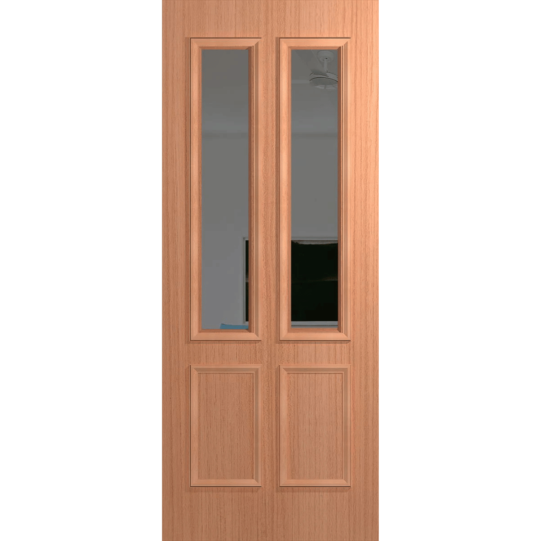 Wooden door with glass panels on a green background. BFR12SPMGrey.