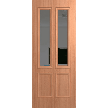 Wooden door with glass panels on a green background. BFR12SPMGrey.