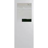 White door with a rectangular window on a green background. BFR14DuraXPClear. 