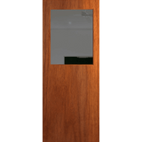 Wooden door with a glass panel on a transparent background. BFR14_Merbau_Grey.
