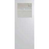 White door with a glass panel on a green background. BFR15DuraXPClear.